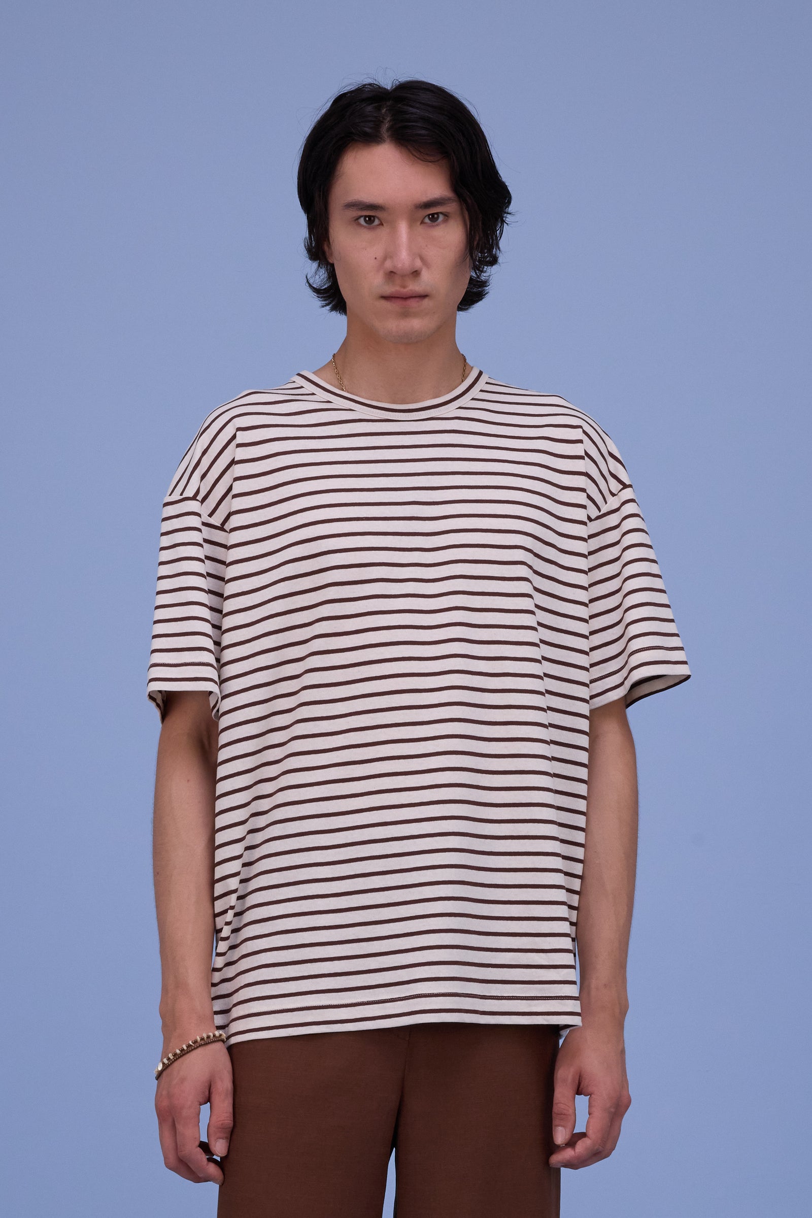 Harrison t-shirt in brown breton stripes