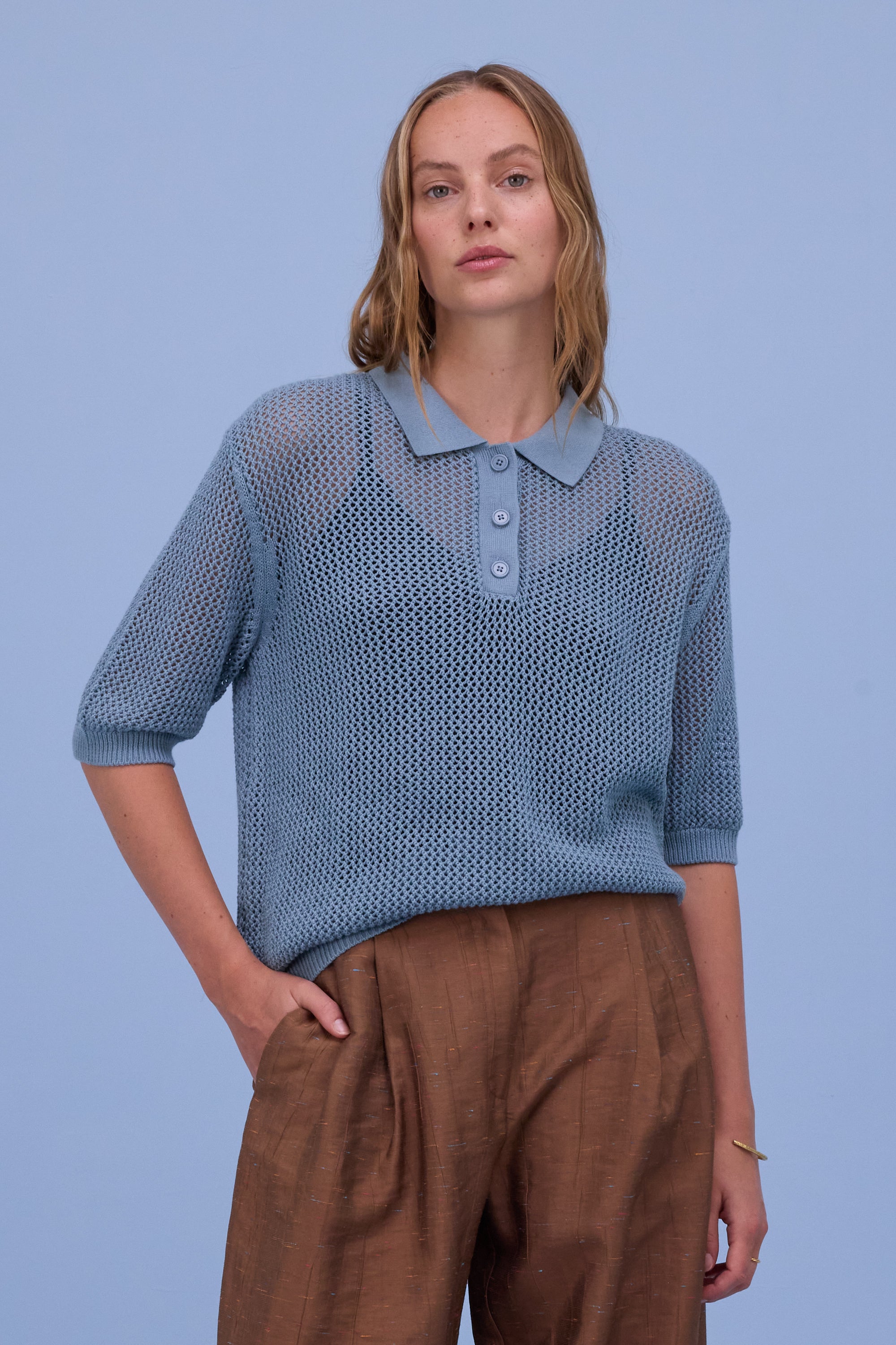 Hokkaido polo in dusk blue