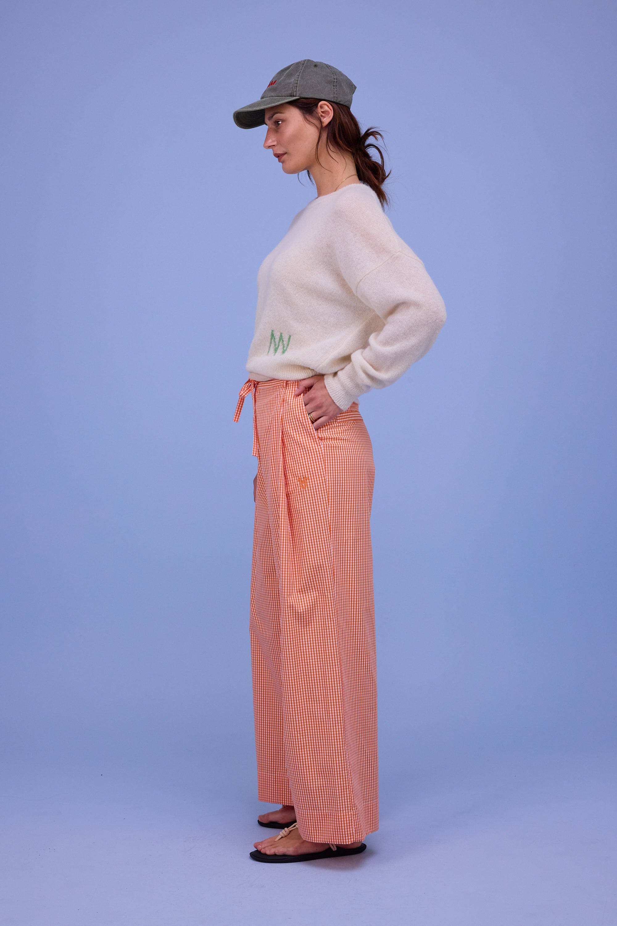 Haiko trousers in vichy orange checks 