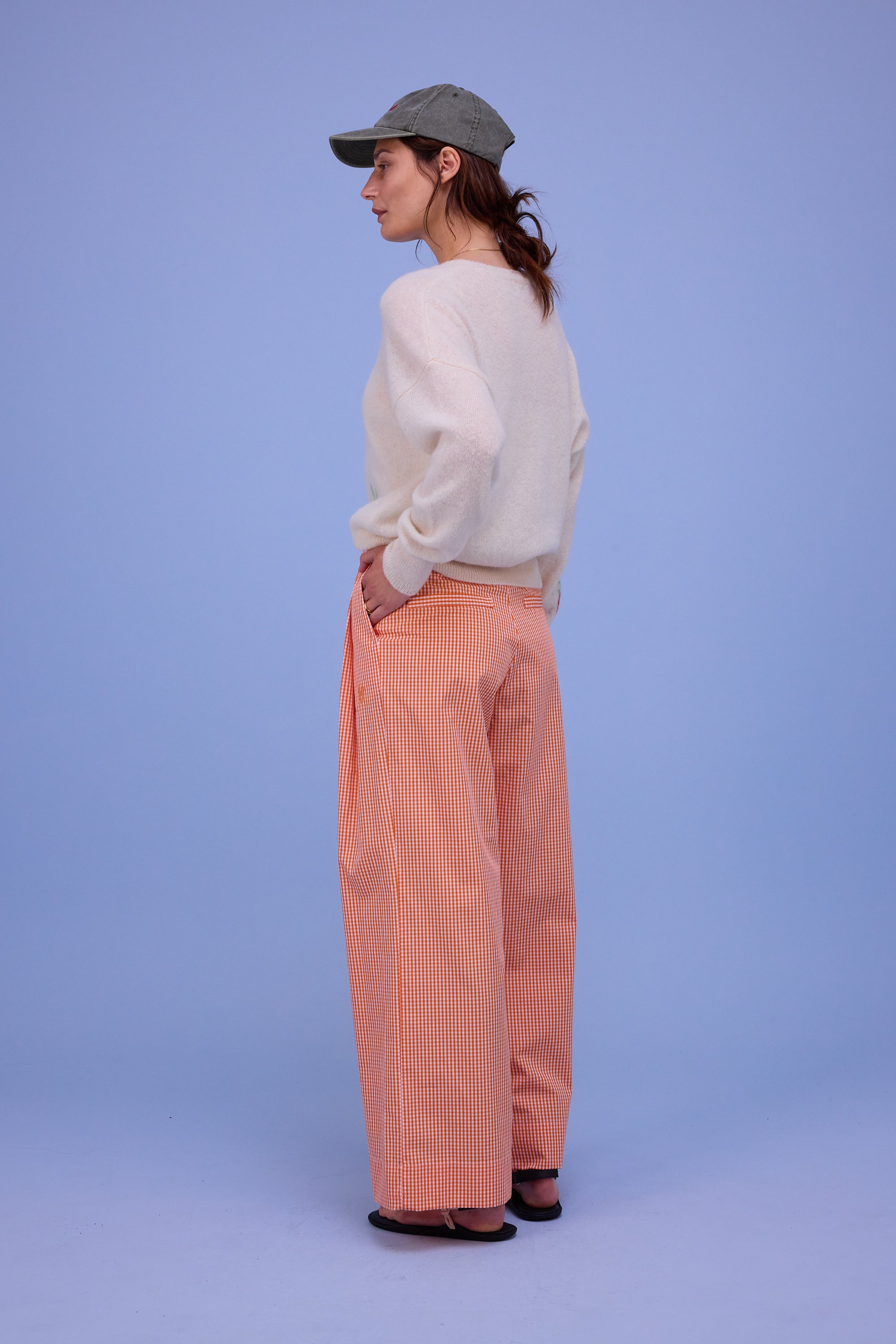Haiko trousers in vichy orange checks 