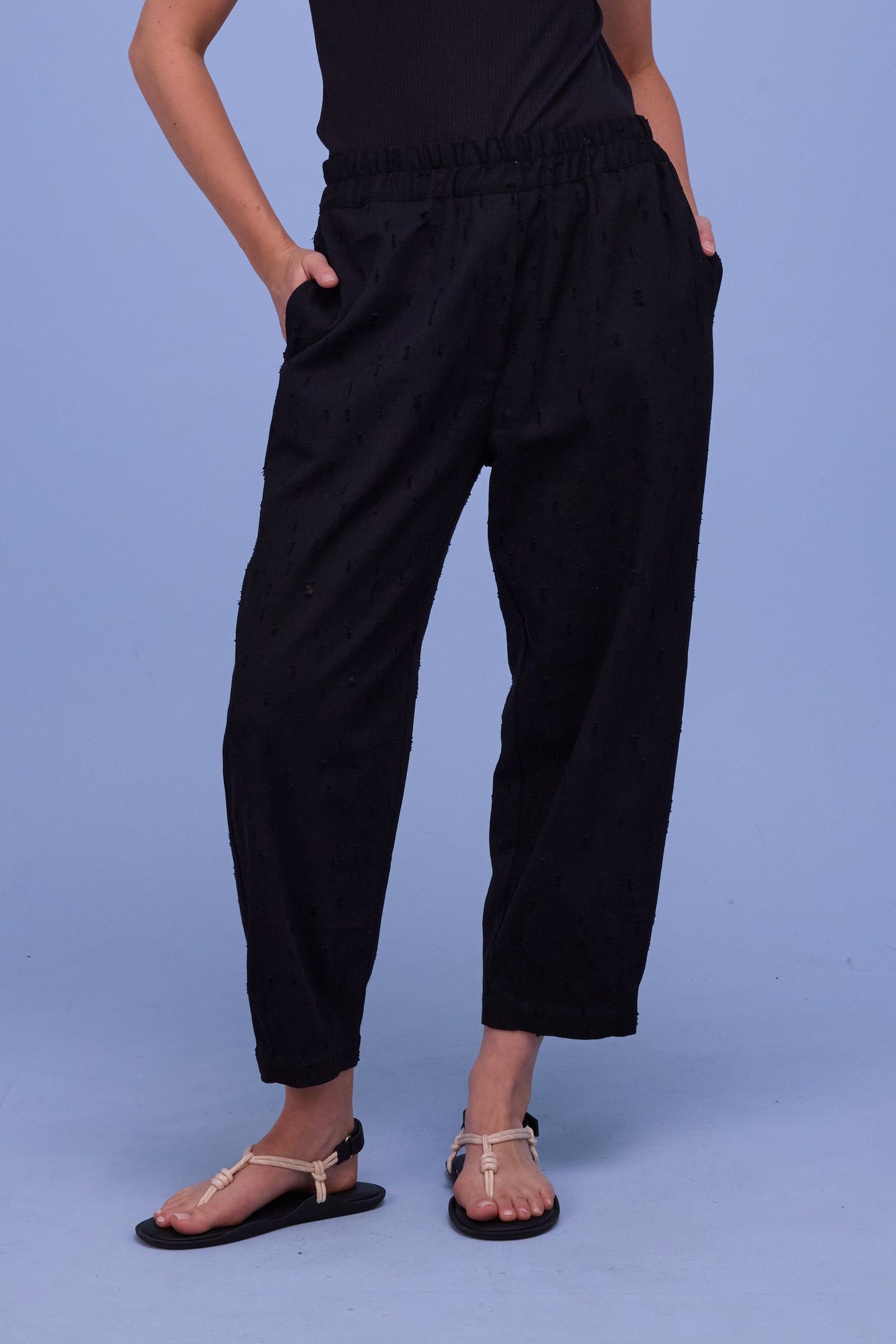 Hacene trousers in black ripped cotton