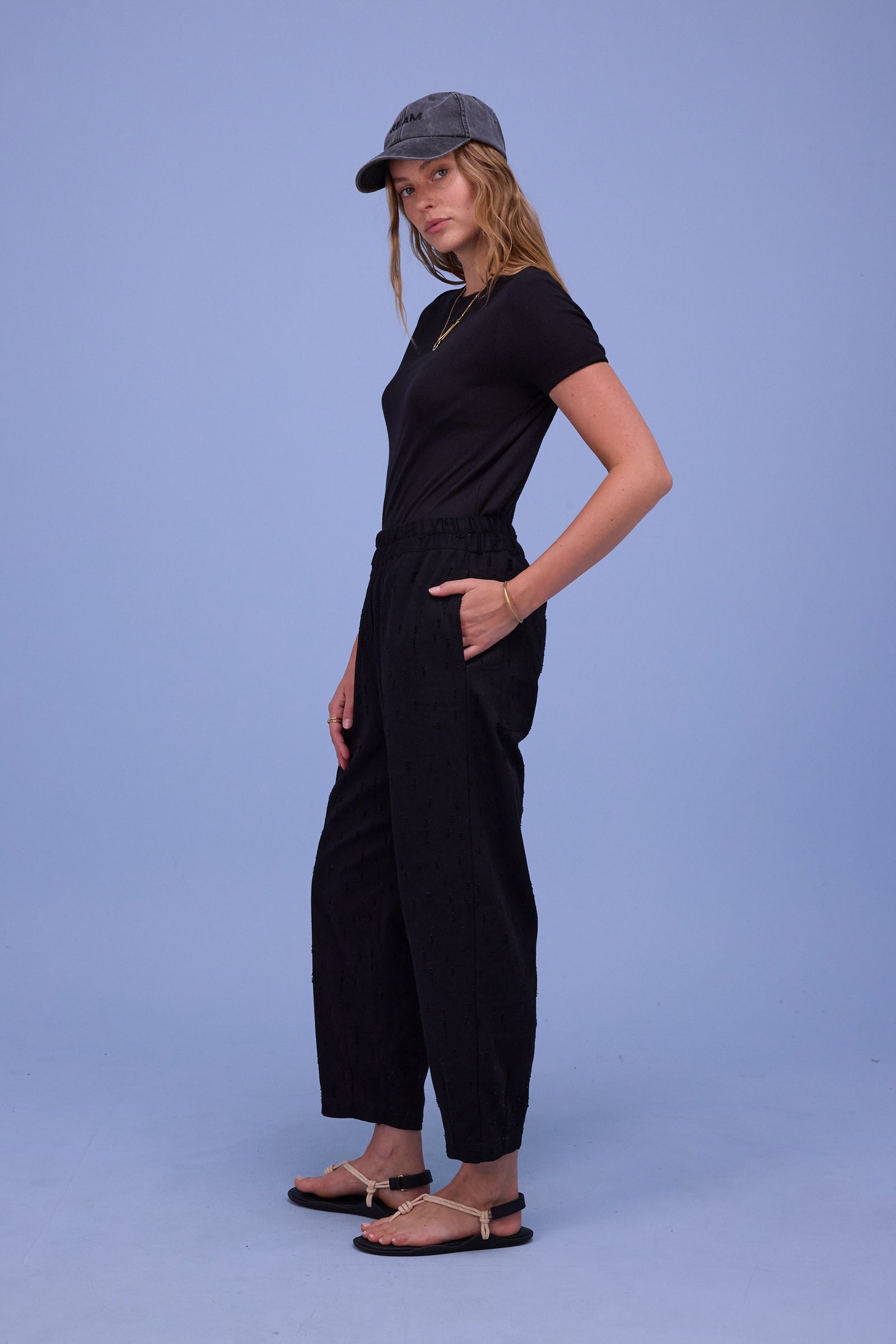Hacene trousers in black ripped cotton