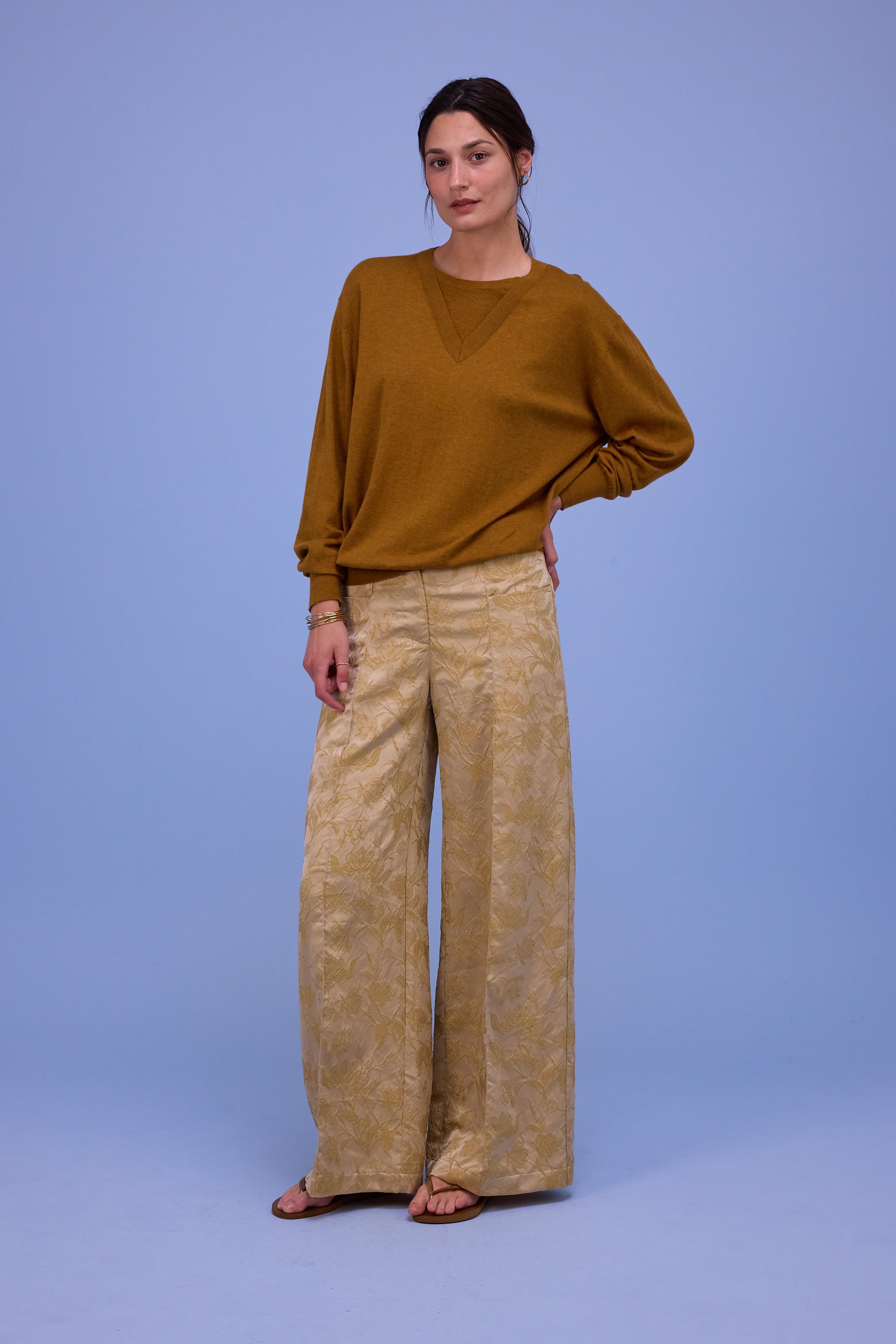 Bolivar trousers in golden glow jacquard