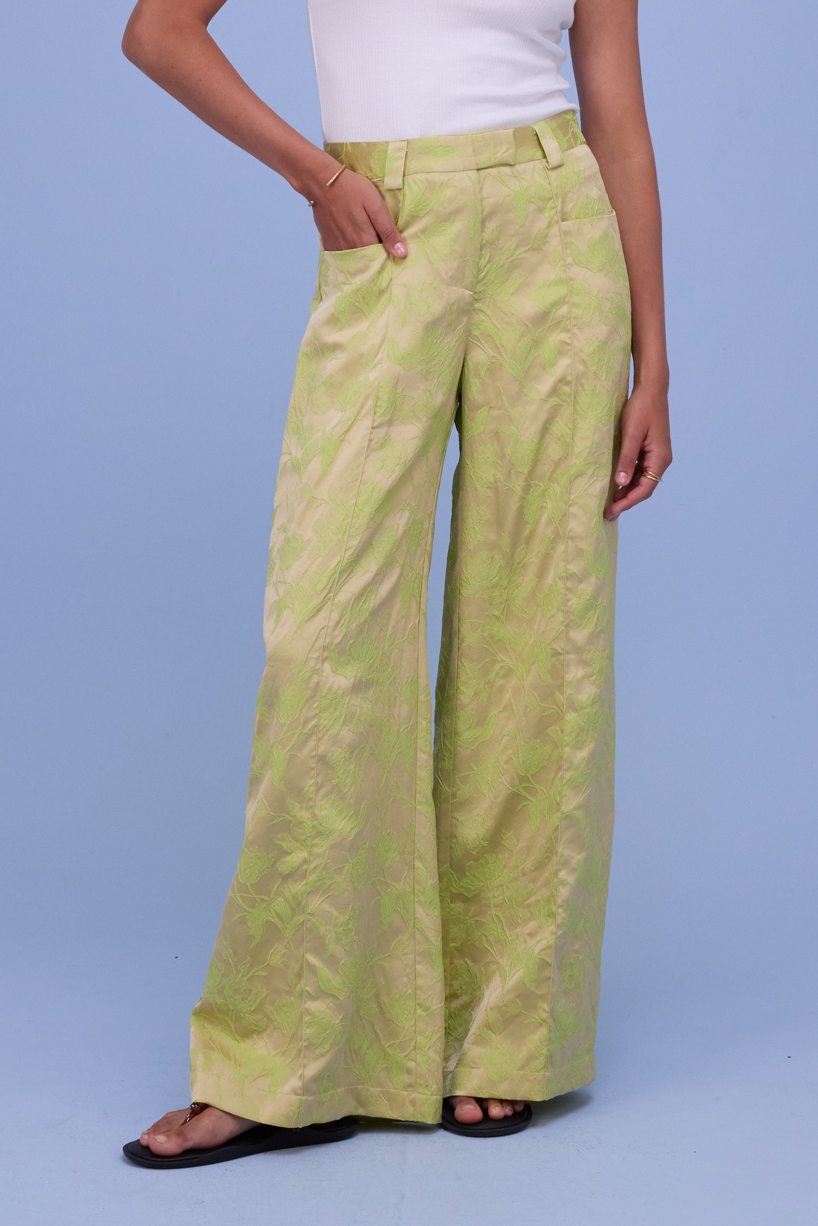 Bolivar broek in lime glow jacquard