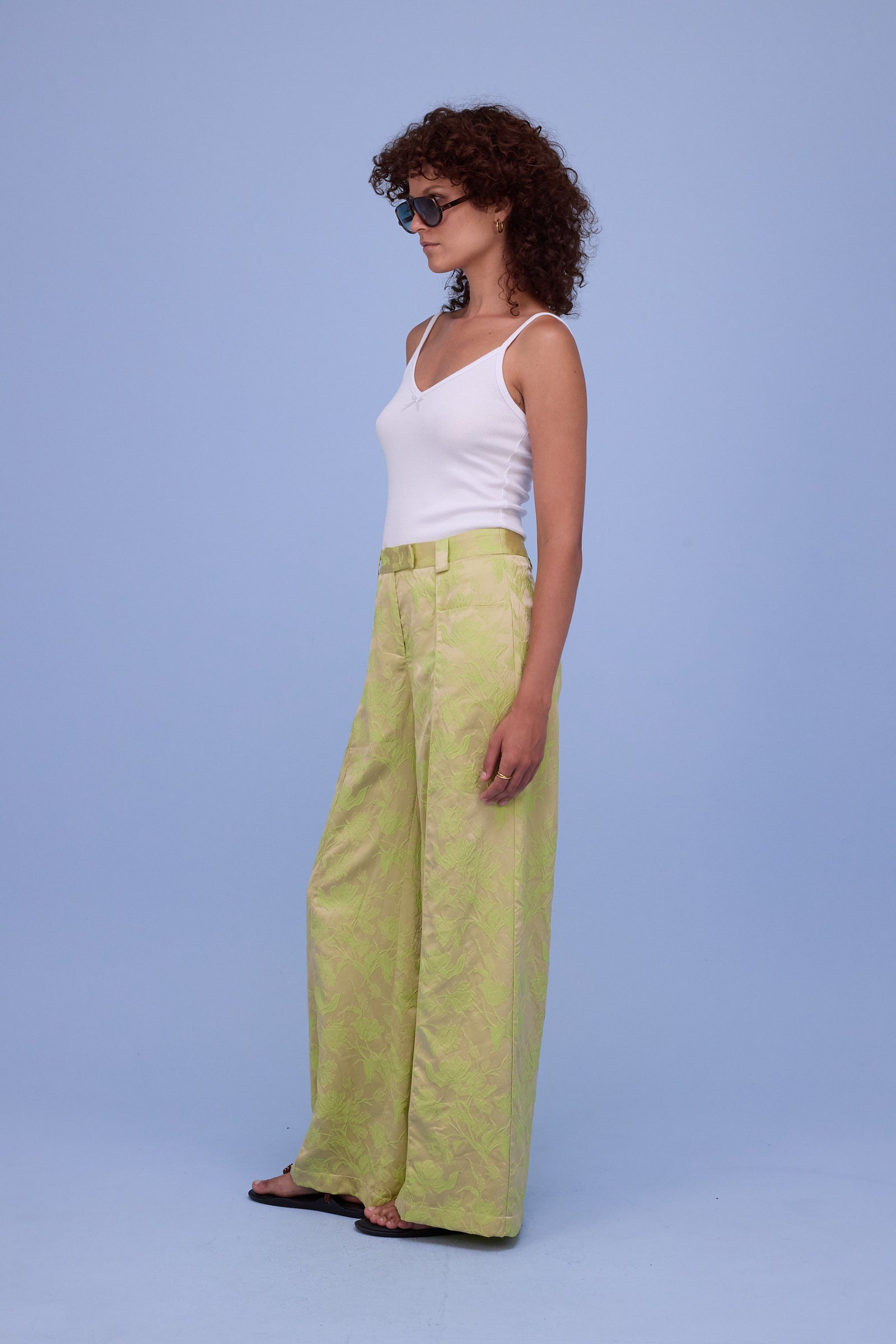 Bolivar broek in lime glow jacquard
