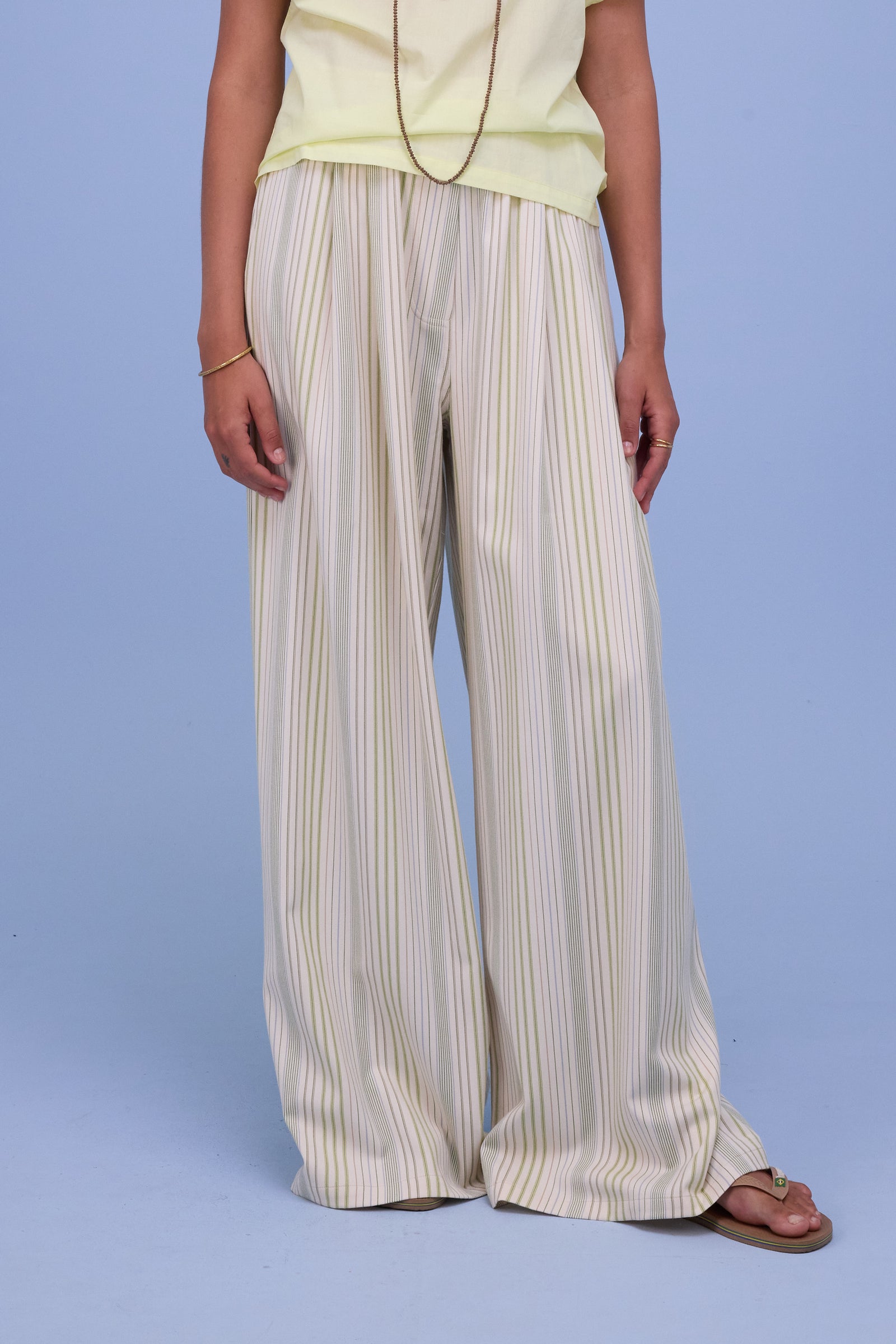 Hardy trousers in ecru/green stripes