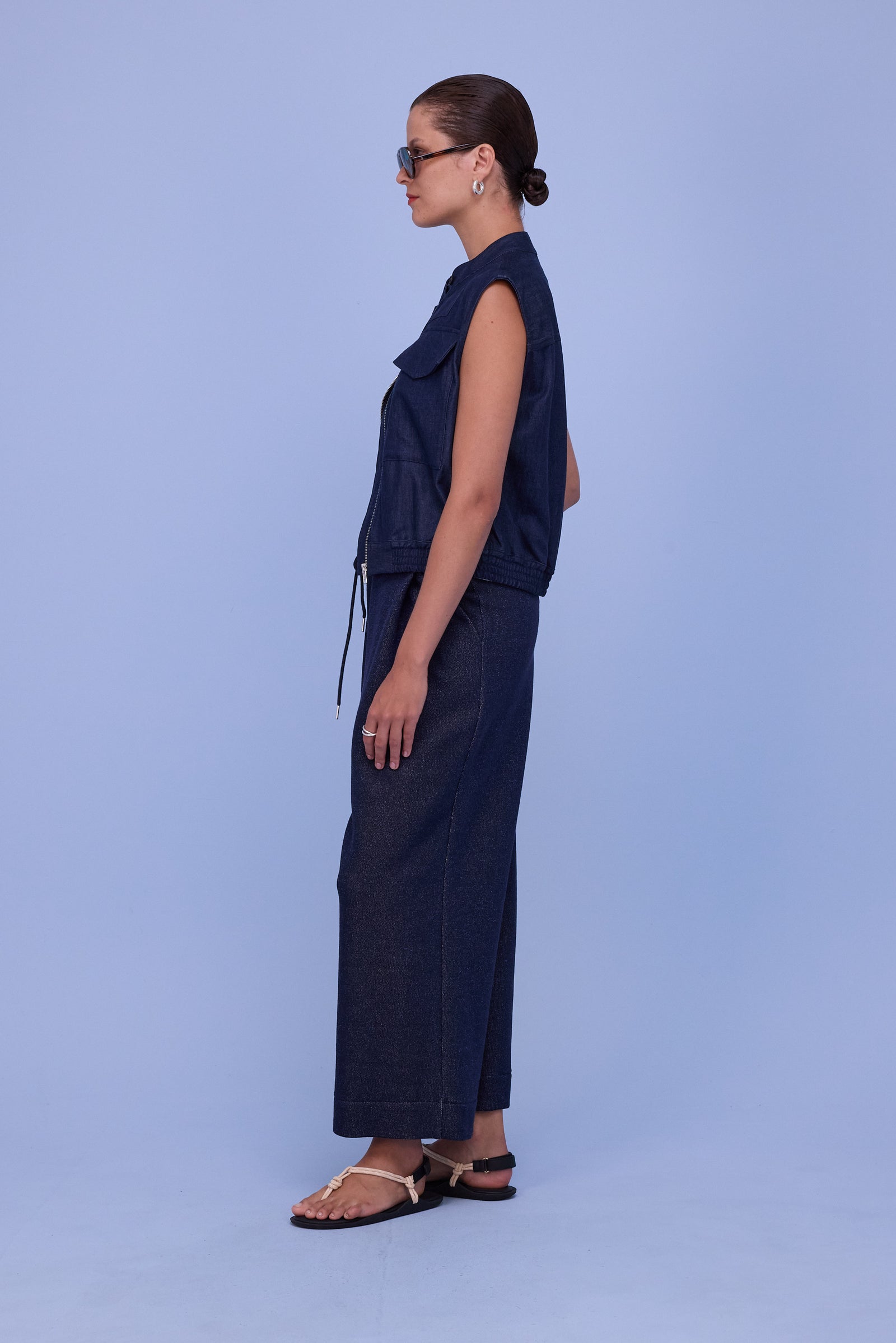 Helier trousers in night blue lurex