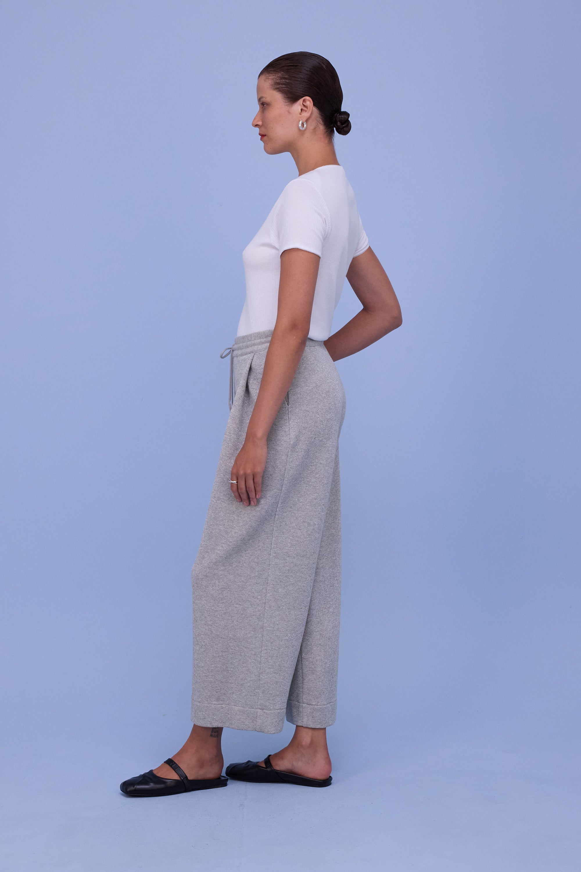 Helier trousers in silver lurex