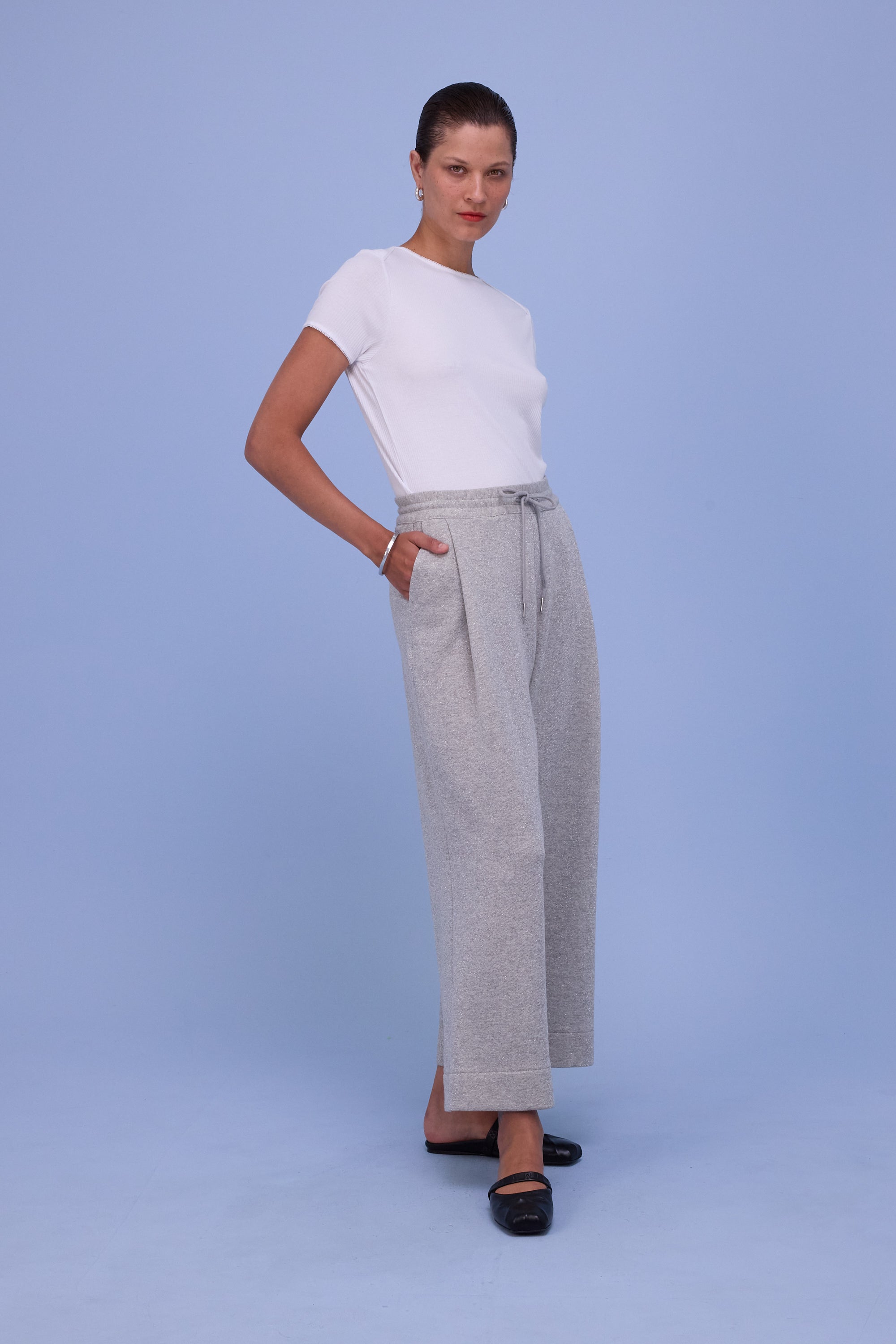 Helier trousers in silver lurex