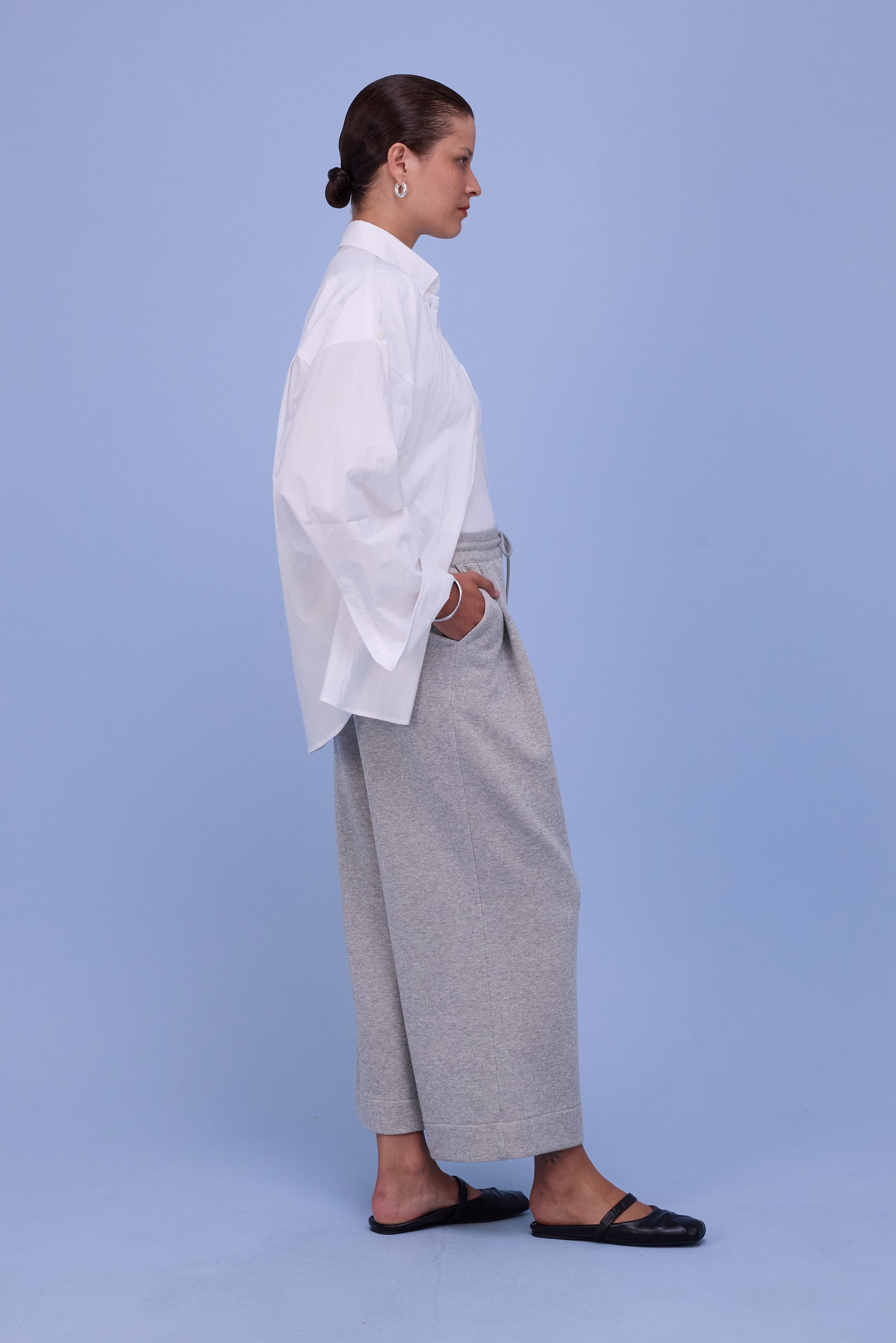 Helier trousers in silver lurex