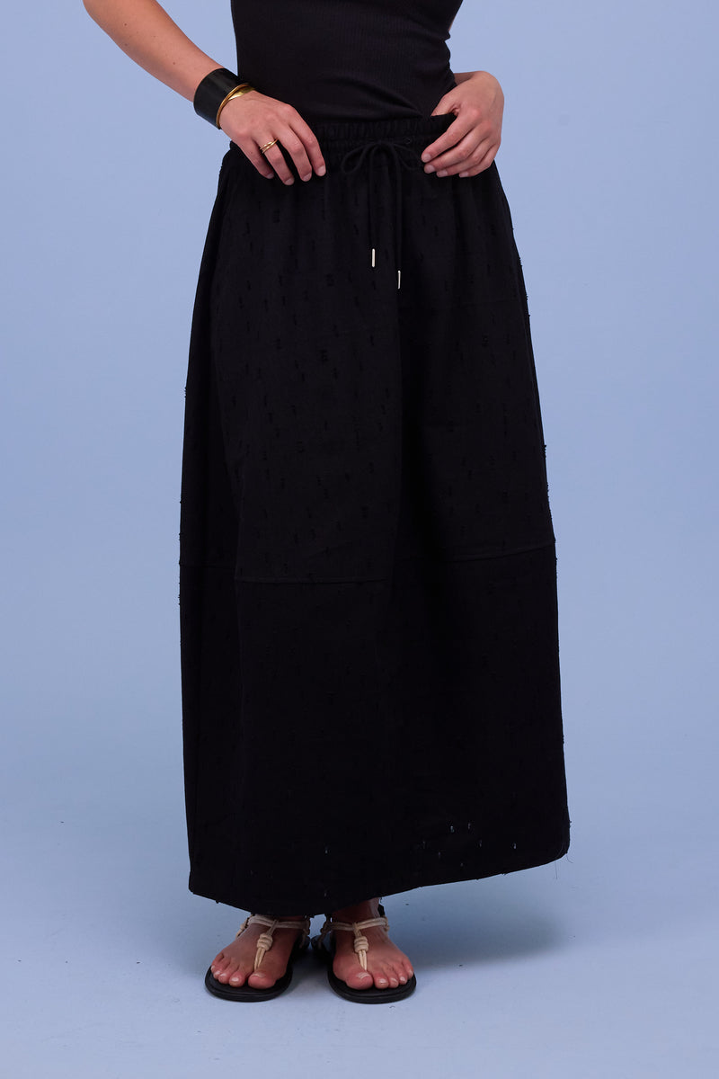 Héva skirt in black ripped cotton