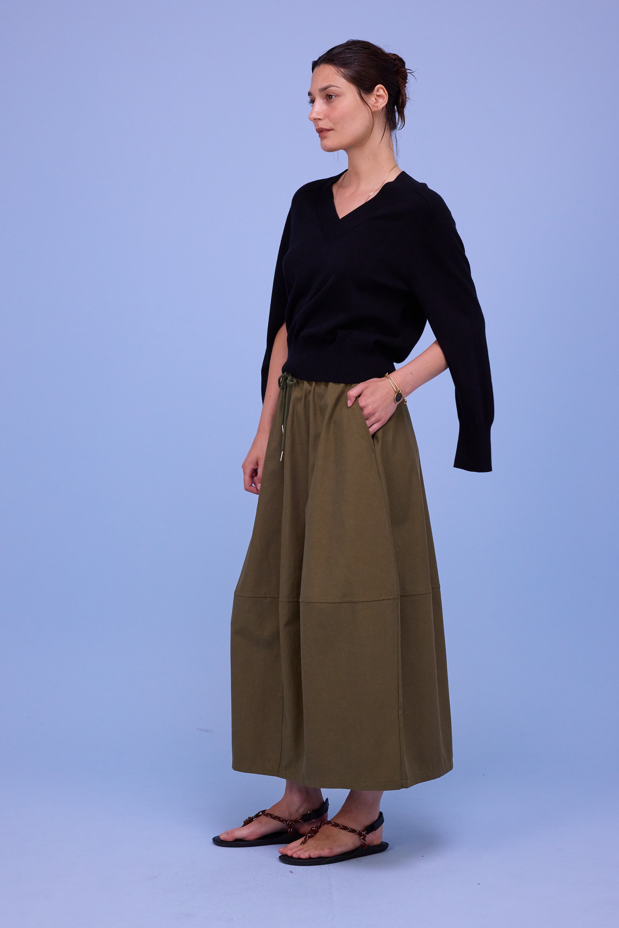 Héva rok in dark olive