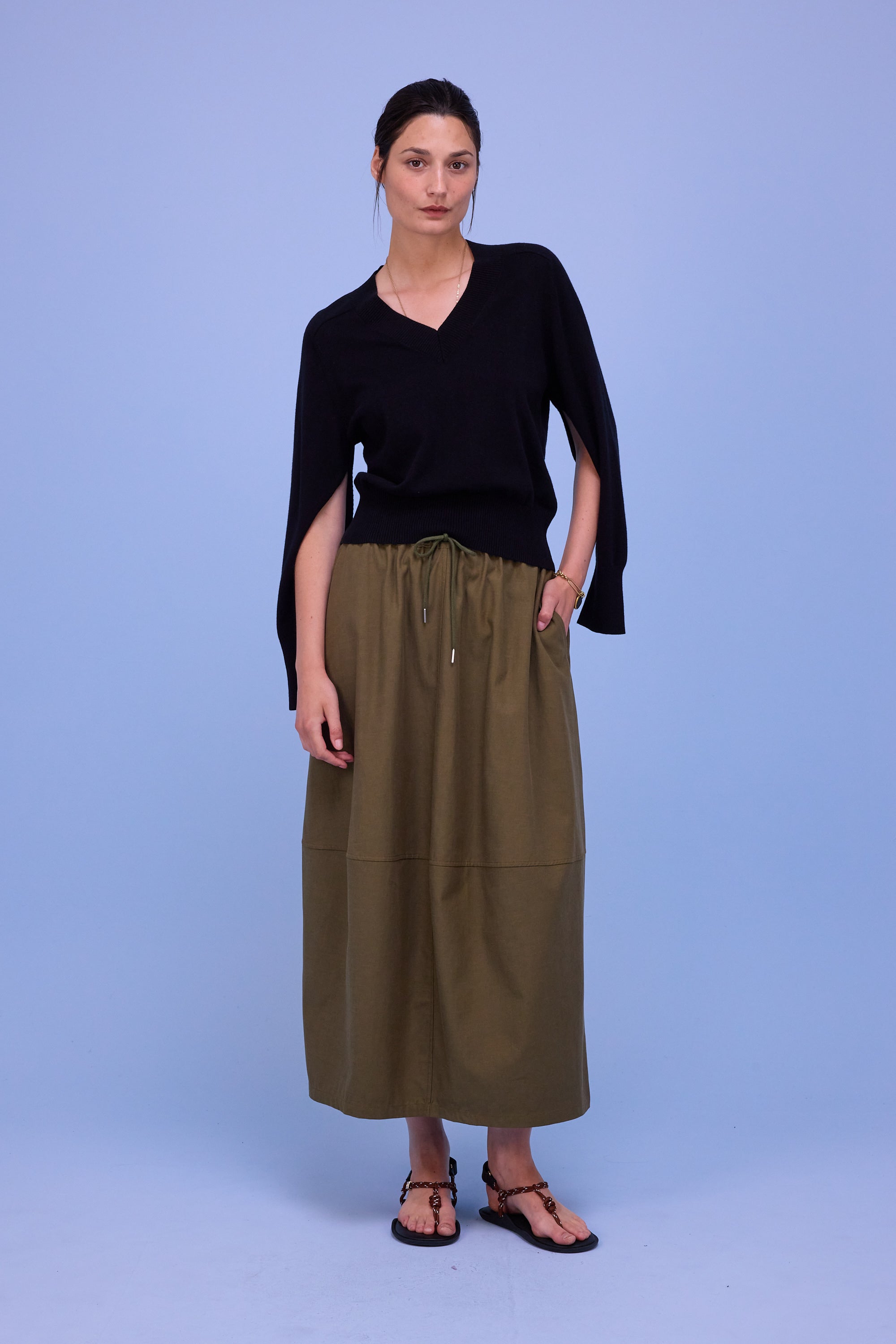 Héva rok in dark olive