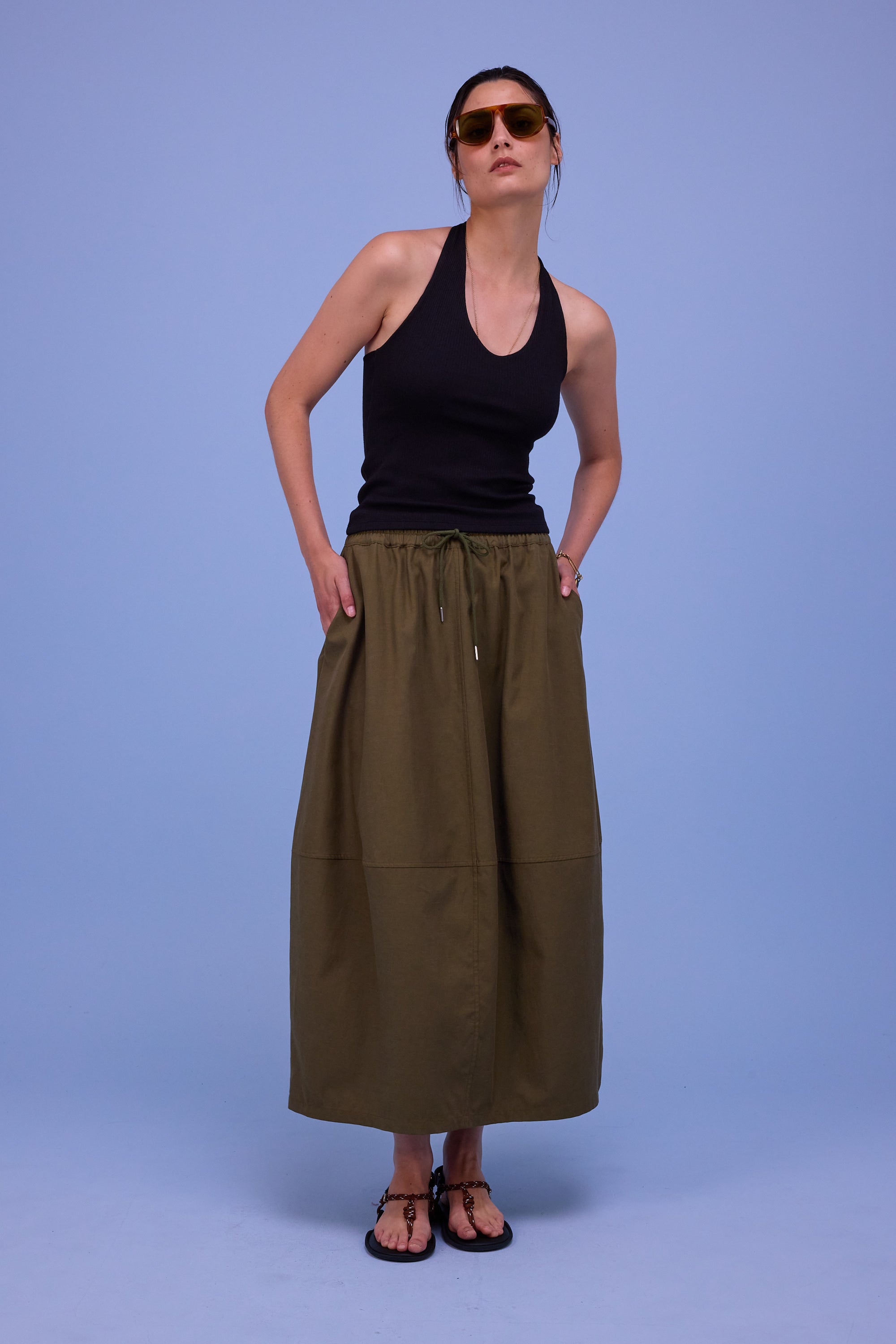 Héva rok in dark olive