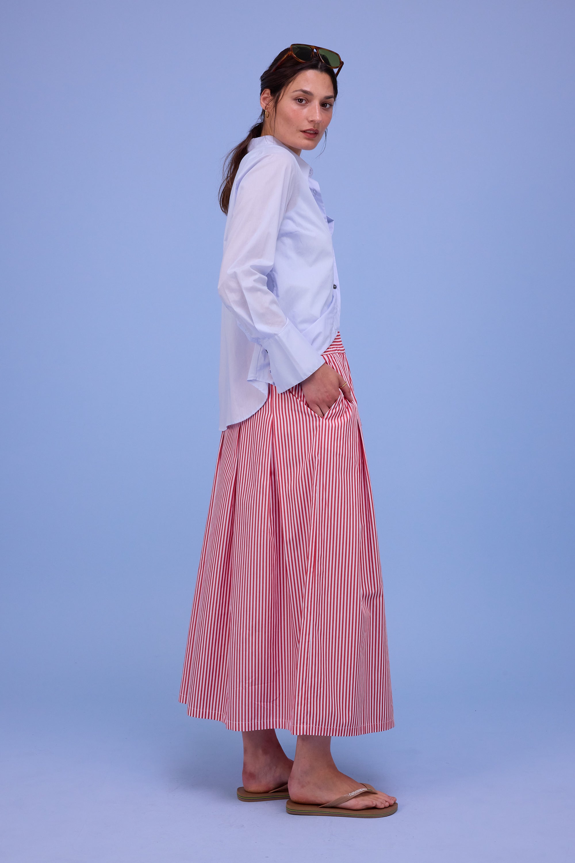 Fieke skirt in red stripes