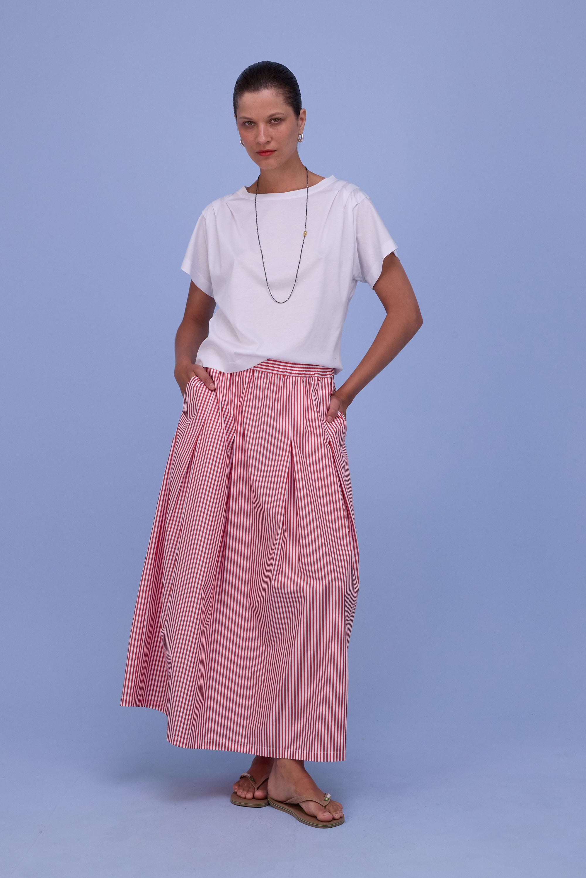 Fieke skirt in red stripes