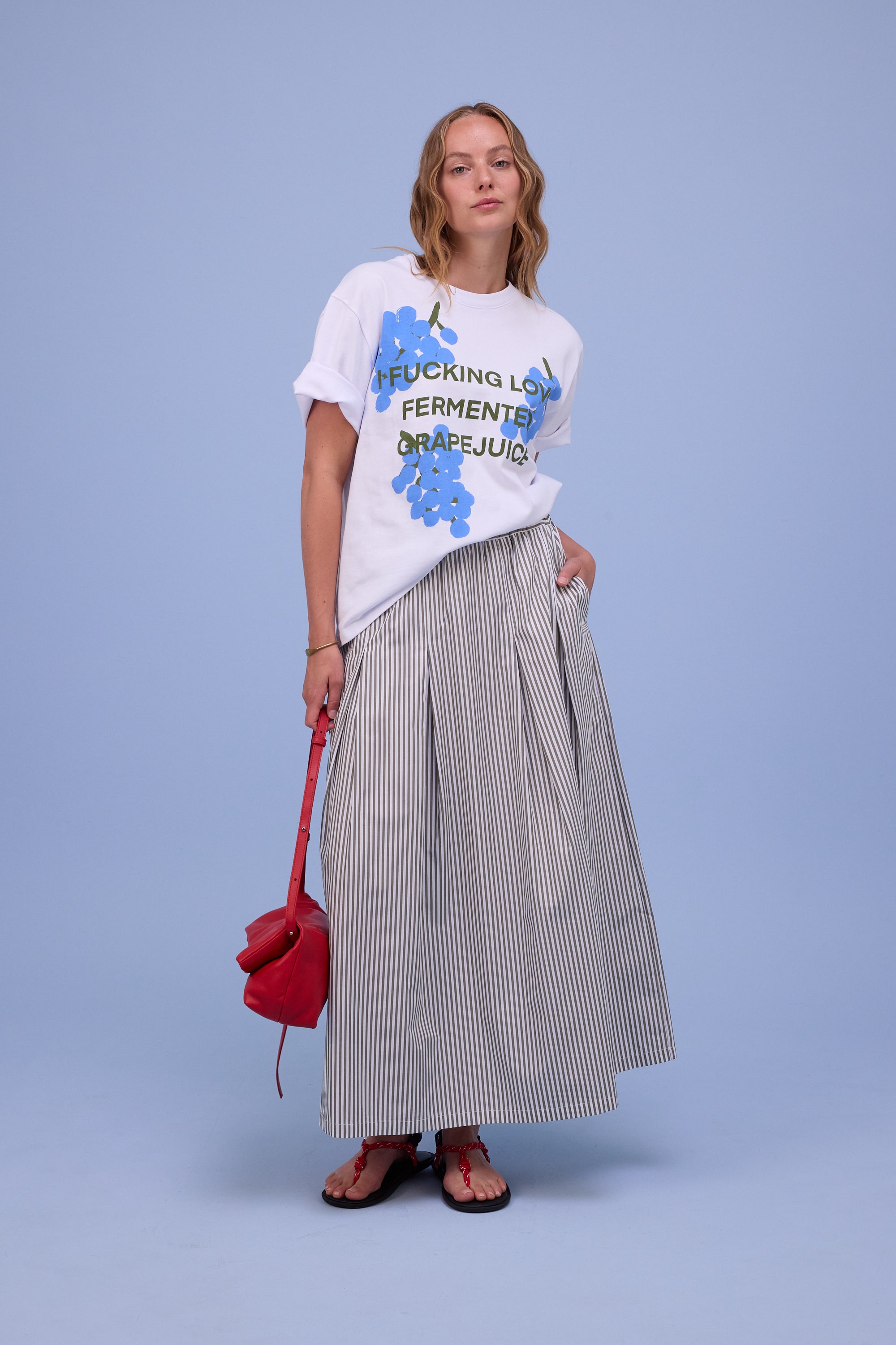 Fieke skirt in khaki stripes