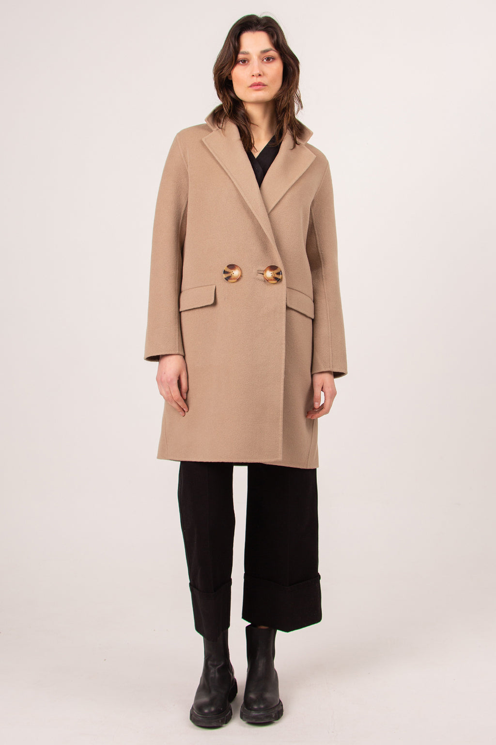 Amelia sand double-face coat