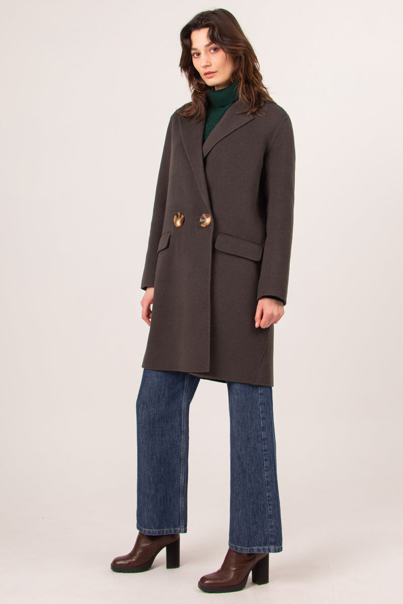 Amelia brown double-face coat