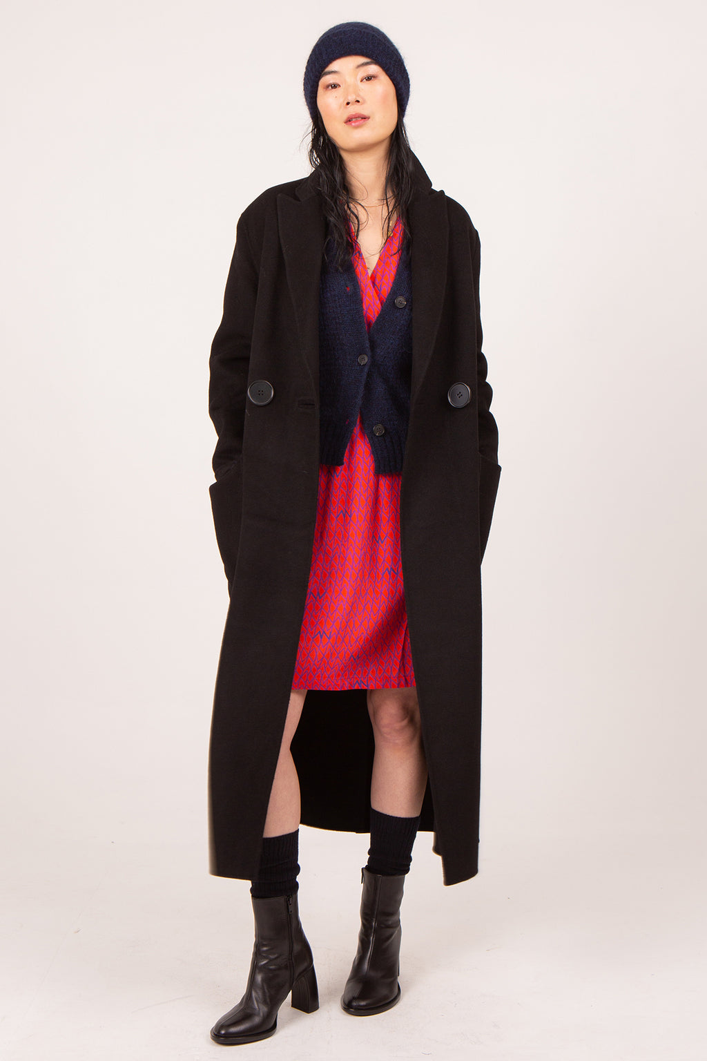 Antonia black double-face coat