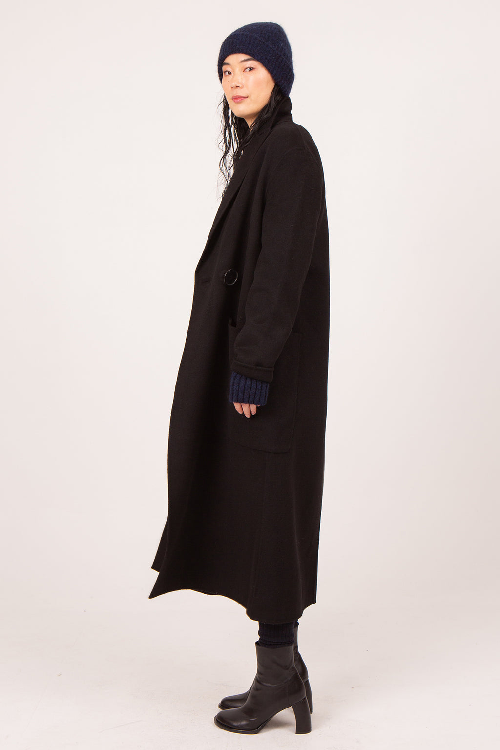 Antonia black double-face coat