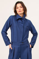 Cecile asymmetrische blauwe blouse