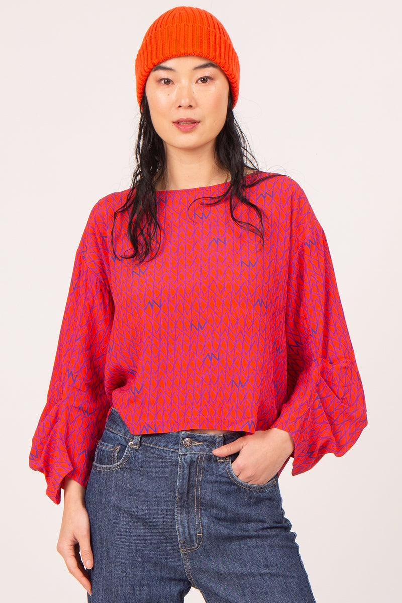 Camille blouse with monogram print