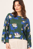 Chica blouse with white lotus print