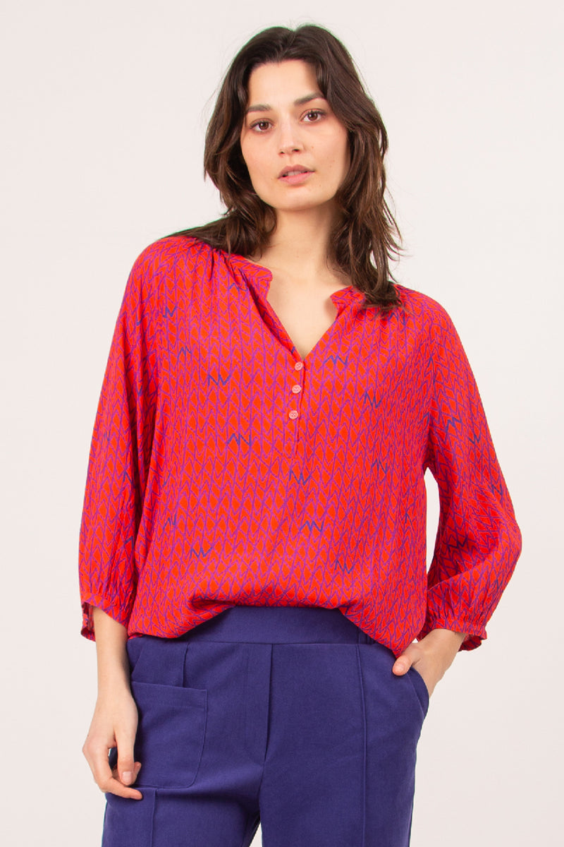 Zus blouse with monogram print