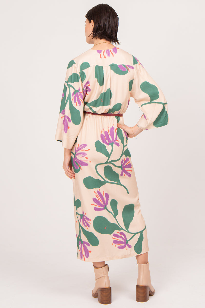 Alexis jurk in violet lotus print