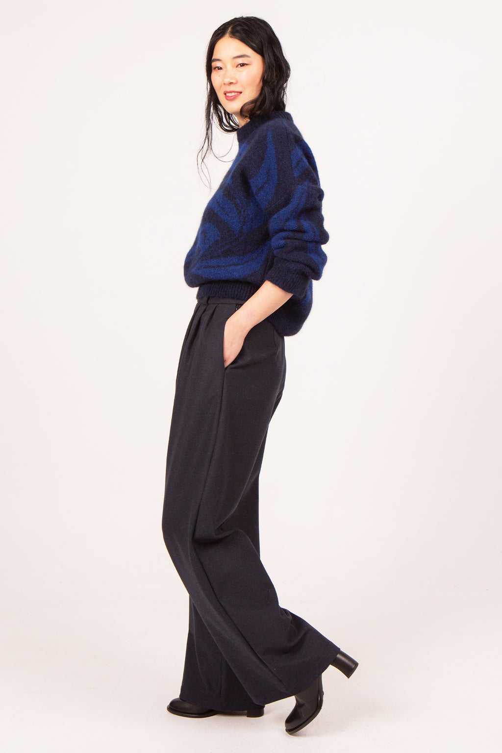 Castor navy palazzo trousers