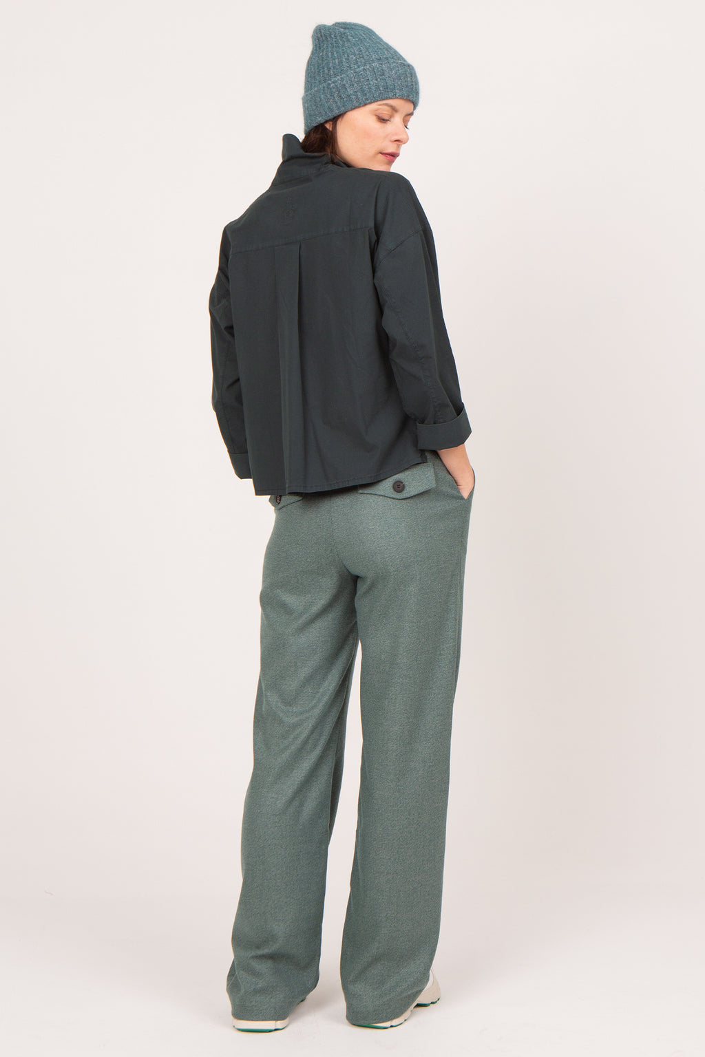 Annie green melange trousers