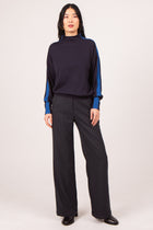 Annie blue pinstriped trousers