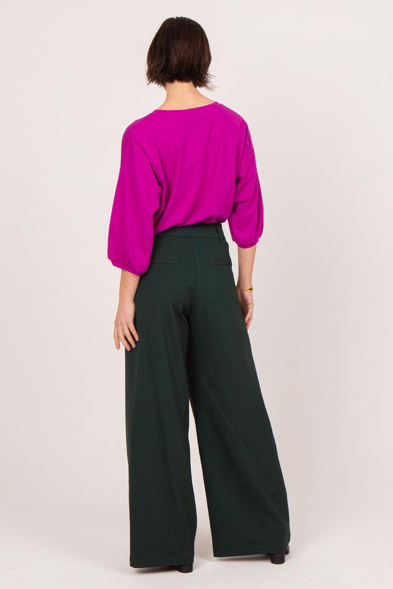 Cezar forest green palazzo trousers