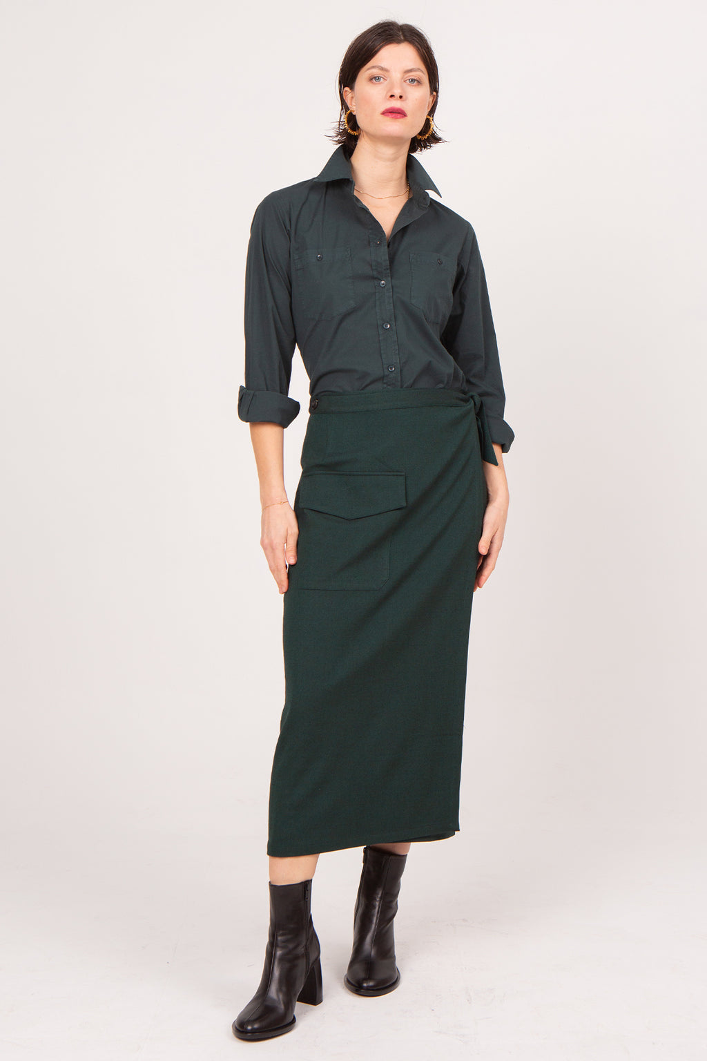 Zelia green wrap skirt