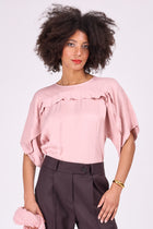 Eliza satijnen roze blouse