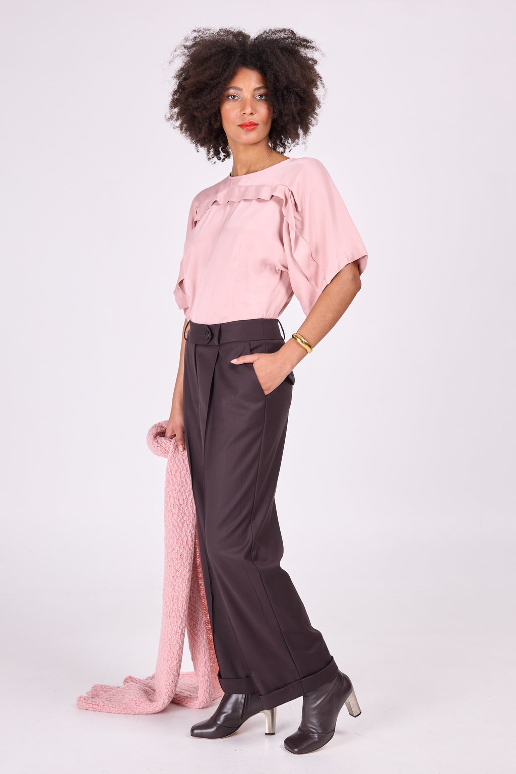 Eliza satijnen roze blouse