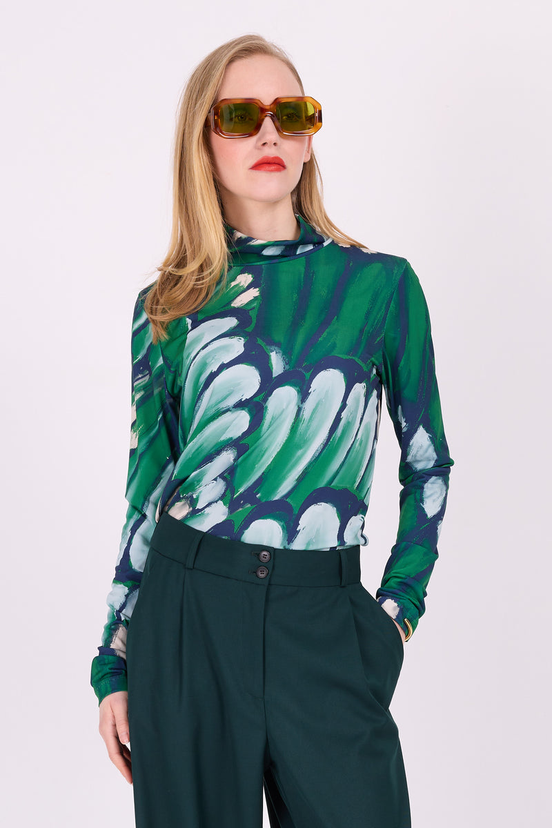 Edson turtleneck T-shirt in beetle green wings