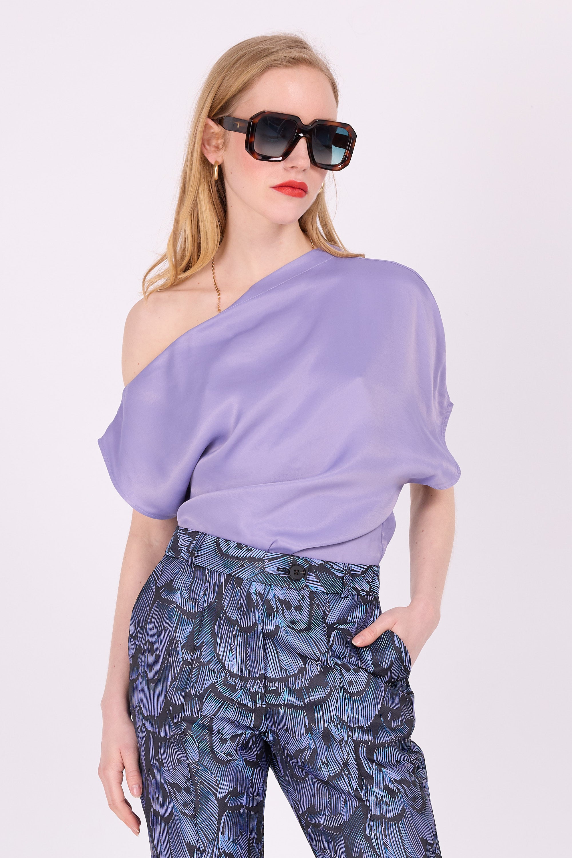 lavender satin top