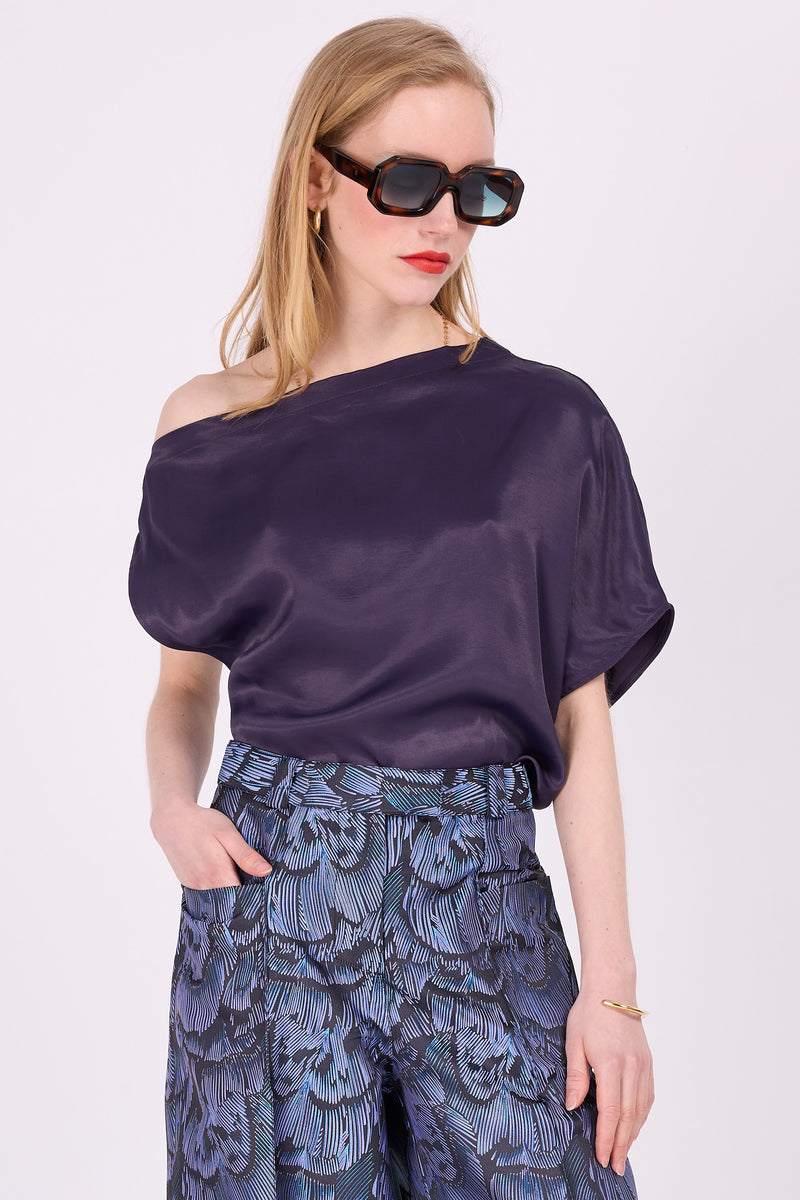 Ella deep purple satin top