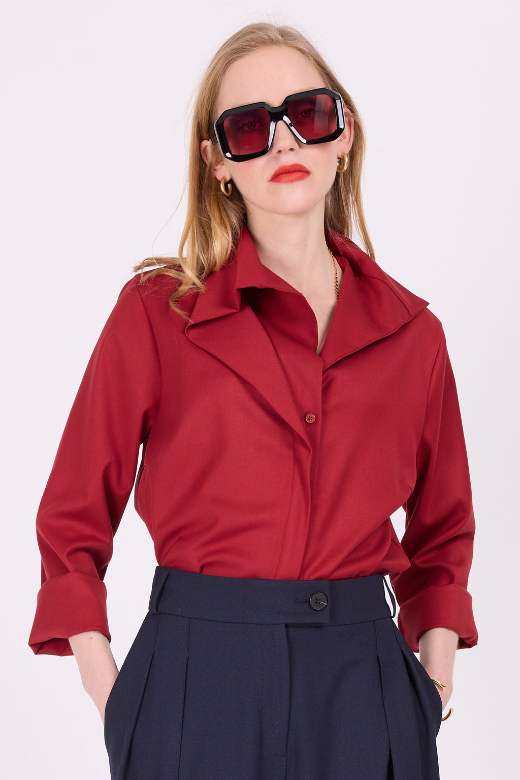 Cecile asymmetric chili blouse