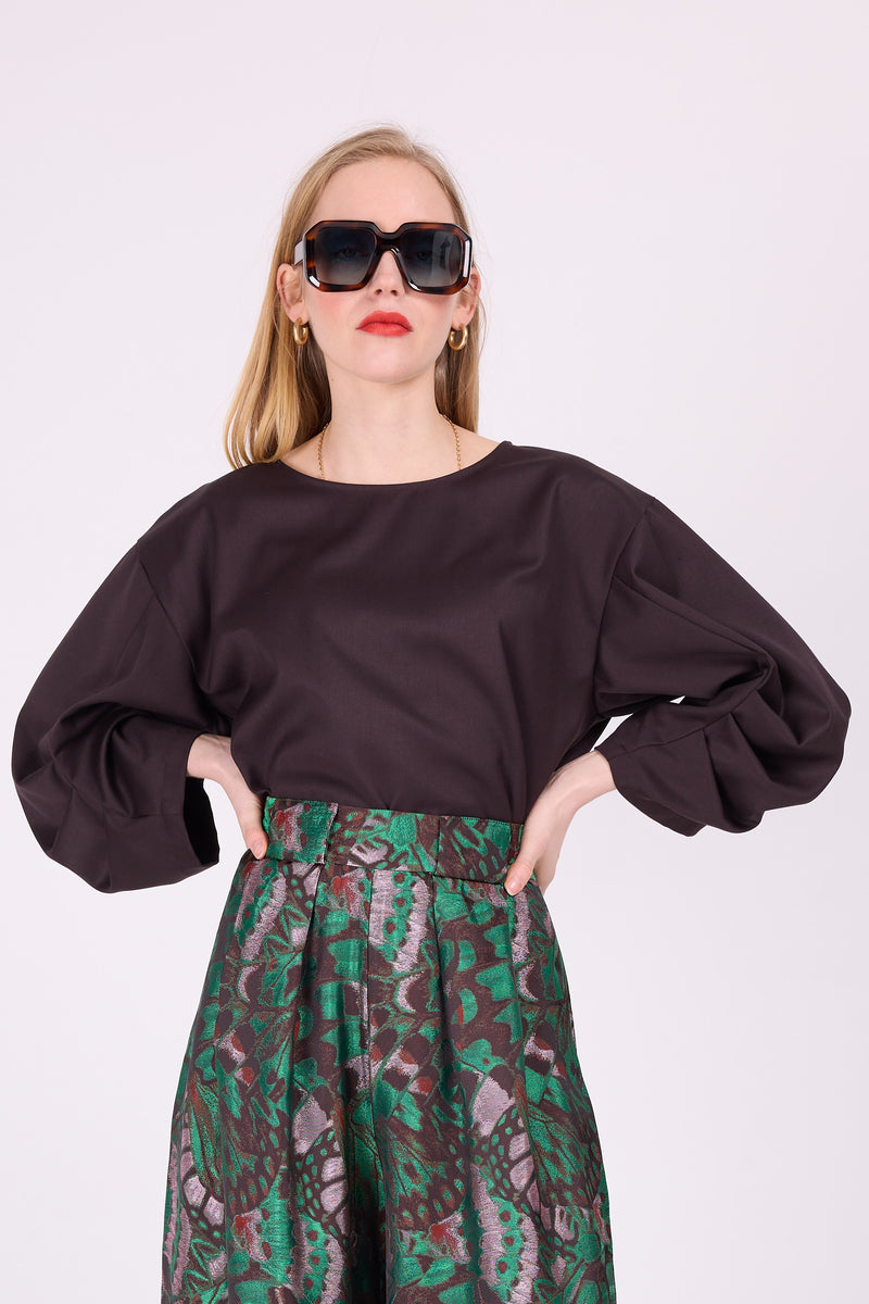 Camille diepbruine blouse