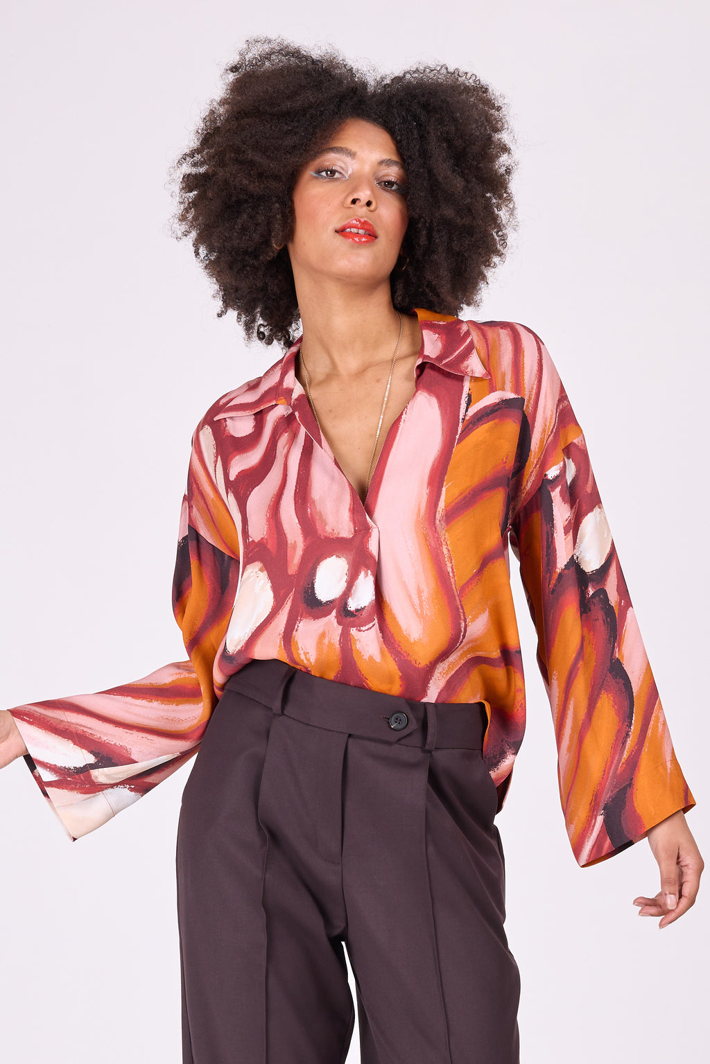 Daan blouse in blood orange wings print