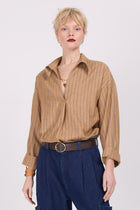 Daan powder camel striped shirt