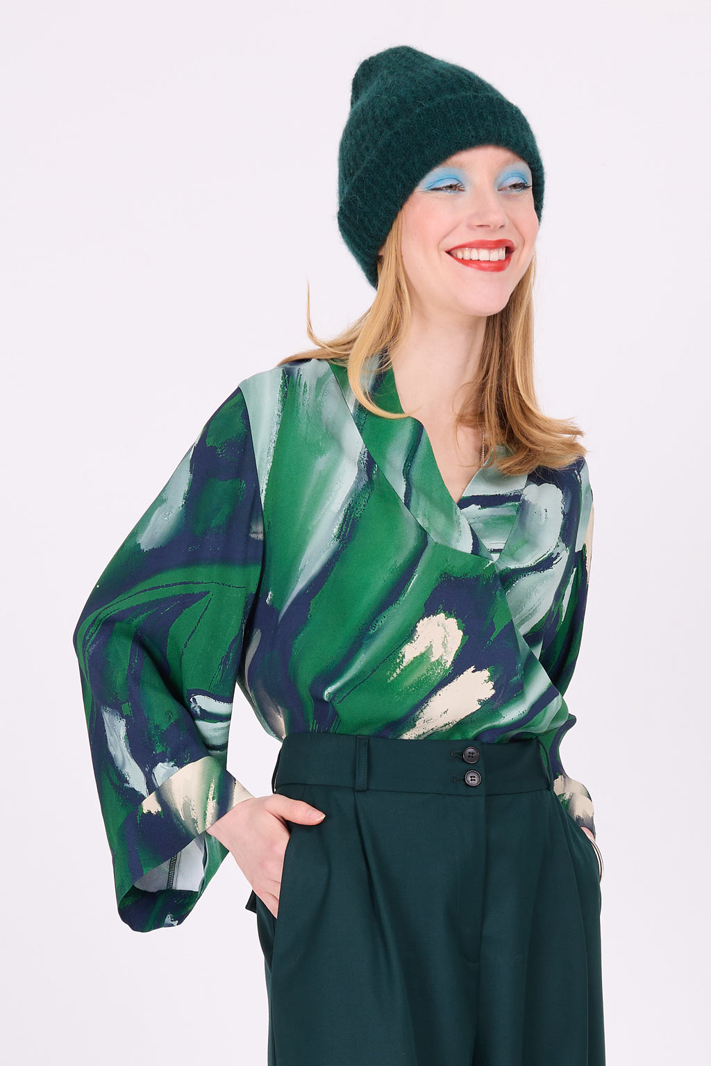 Clotilde blouse in beetle green wings