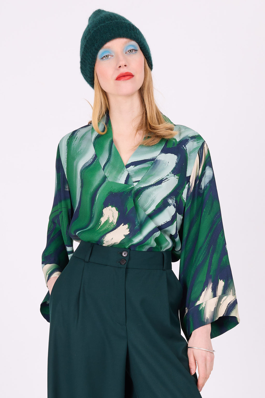 Clotilde blouse in beetle green wings