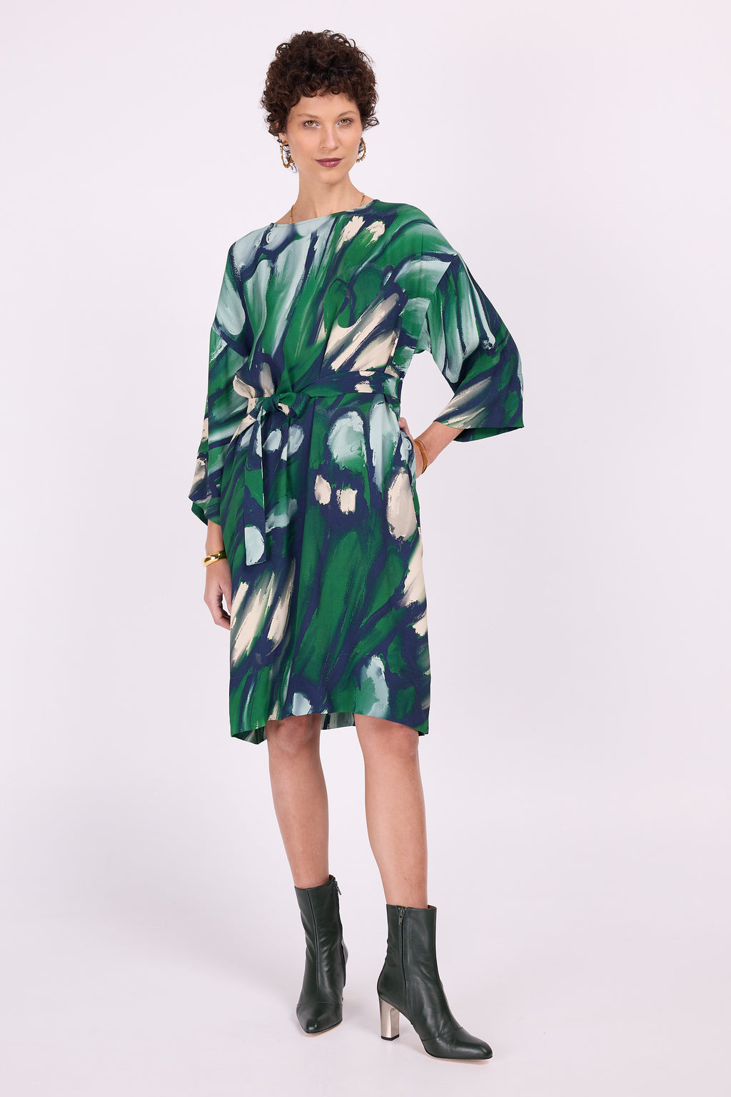 Cyrille dress in beetle green wings