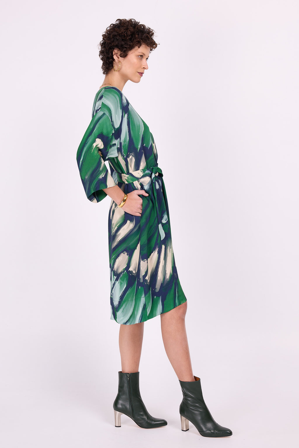 Cyrille dress in beetle green wings