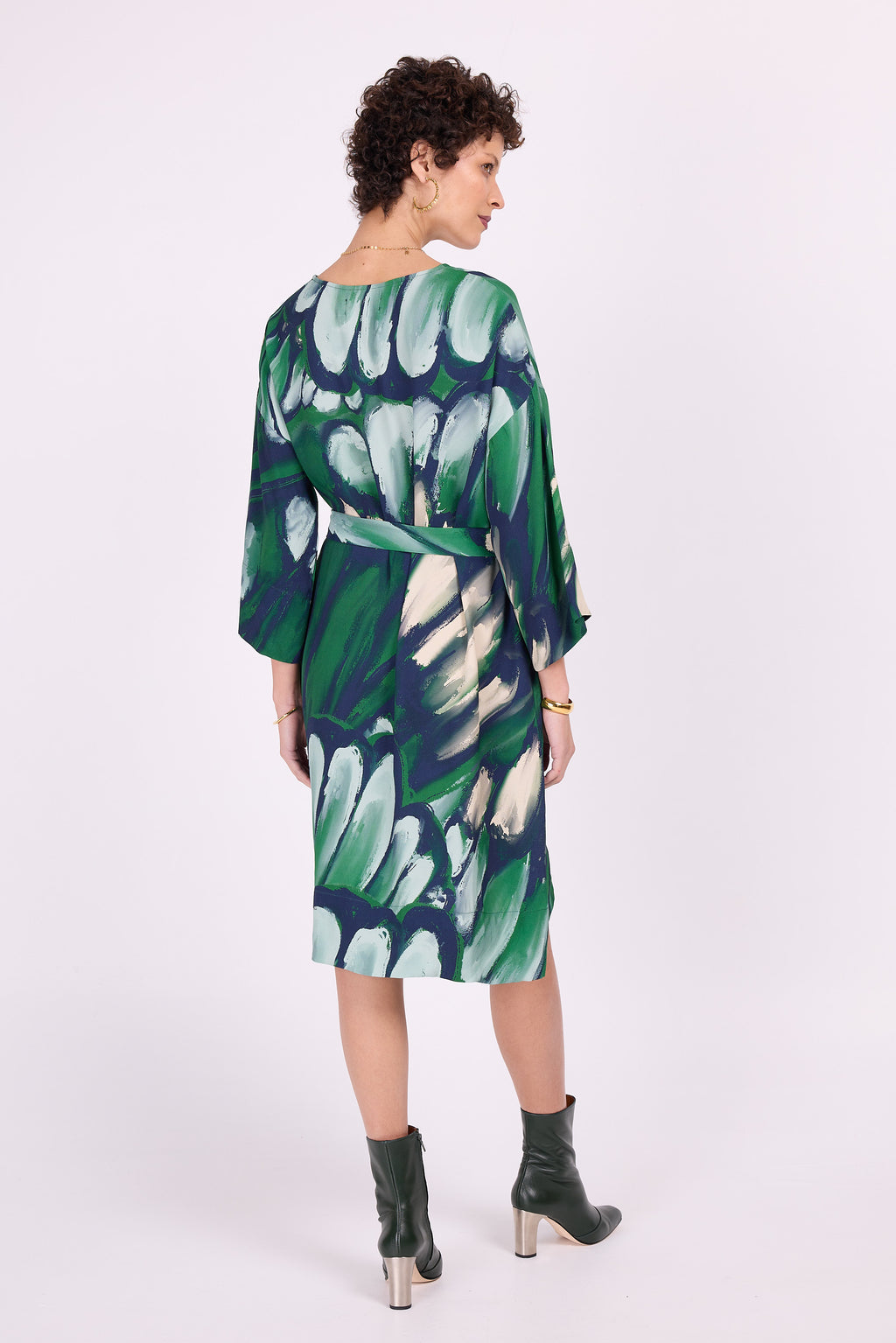 Cyrille dress in beetle green wings