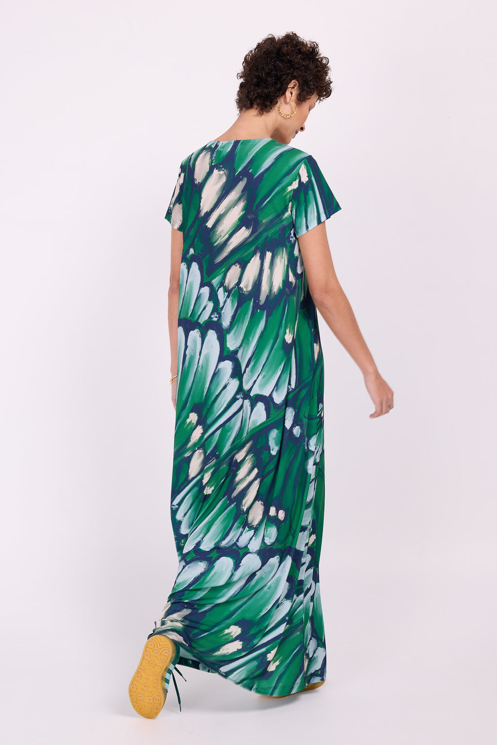 Ciska long dress in beetle green wings